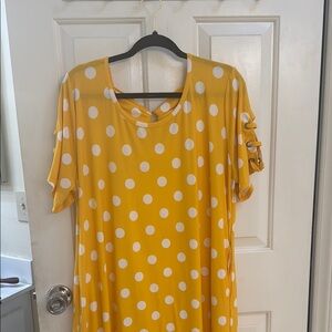 Yellow Polka Dot Dress with Cutout Sleeves